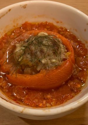 トマト、パプリカの肉詰め焼き-レシピのメイン写真