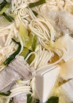 もつ鍋うどん！別茹で無しで乾麺を使うよ♪-レシピのメイン写真