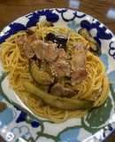 豚バラ肉と茄子の柚子胡椒パスタ
