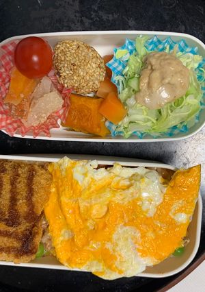 レンジ中華風クリーム餃子味オムライス弁当-レシピのメイン写真