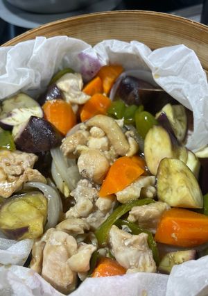 鶏肉と夏野菜の黒酢あん蒸し-レシピのメイン写真