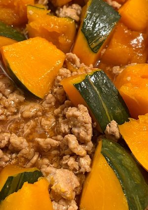 ひき肉とかぼちゃの煮物-レシピのメイン写真