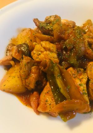 鶏肉といろいろ野菜のあまからトマト缶炒め-レシピのメイン写真