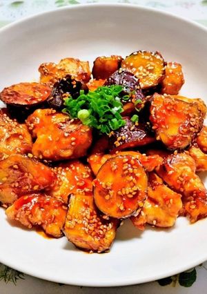 簡単夕飯主菜昼食さつまいもと鶏肉ヤムニョムチキン-レシピのメイン写真