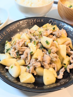 豚肉と長いものわさびしょう油炒め-レシピのメイン写真