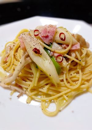 長ネギとベーコンのペペロンチーノ-レシピのメイン写真