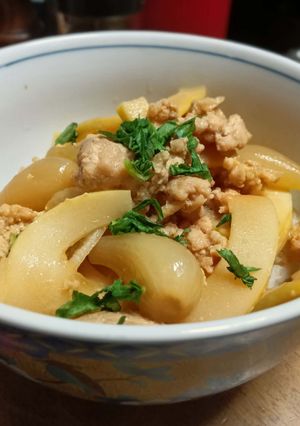 筍、大根、らっきょう　揃いの鶏そぼろ丼-レシピのメイン写真
