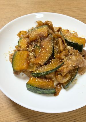 かぼちゃと豚肉の甘辛炒め-レシピのメイン写真