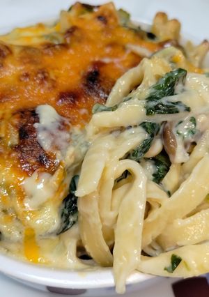 帆立とほうれん草のパスタグラタン-レシピのメイン写真