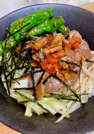 牛肉と野菜のどんぶり　和風トマトソース-レシピのメイン写真