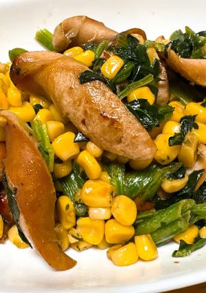 ソーセージとほうれん草のバターコーン炒め-レシピのメイン写真