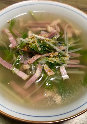 水菜とベーコンのコンソメ煮-レシピのメイン写真