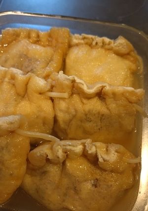 豚ひき肉、玉ねぎ、しらたきの巾着煮-レシピのメイン写真