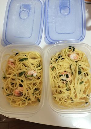 甘エビ＆青ネギの和風あっさり白出汁パスタ-レシピのメイン写真