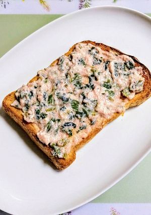 簡単朝食!食パンで野沢菜と明太子トースト-レシピのメイン写真