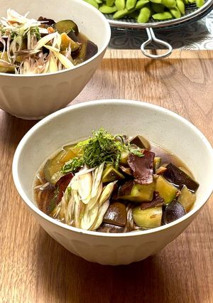 チチタケと茄子の蕎麦(温)-レシピのメイン写真