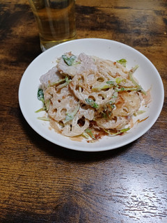 豚肉蓮根豆苗の山葵マヨネーズサラダ-レシピのメイン写真