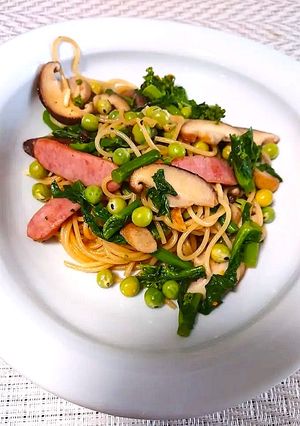 菜の花と野菜、ウインナーのペペロンチーノ-レシピのメイン写真