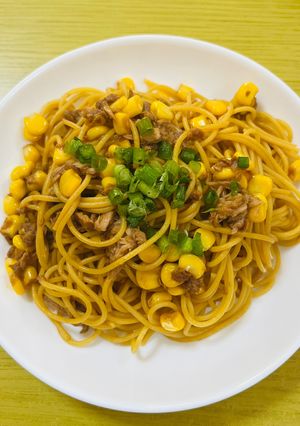 コーンとツナの和風スパゲッティ-レシピのメイン写真