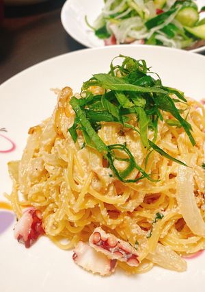 タコと半焼きたらこマヨネーズパスタ-レシピのメイン写真