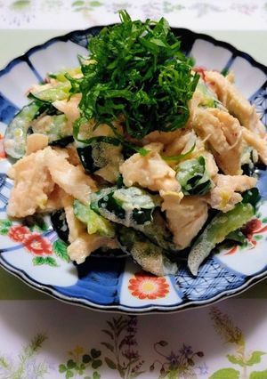 簡単今夜の夕飯ささみ胡瓜大葉明太マヨ副菜-レシピのメイン写真
