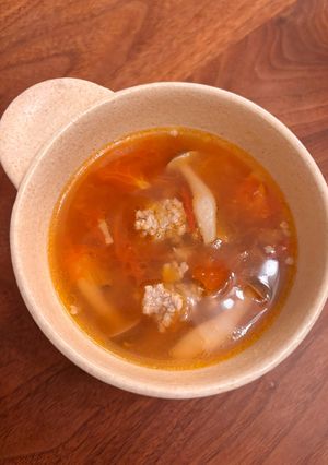 ひき肉とトマトのスープ-レシピのメイン写真