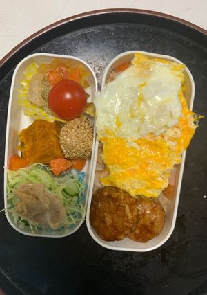 レンジ簡単中華風ロコモコ味オムライス弁当-レシピのメイン写真