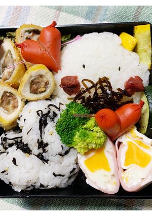 5/12ﾖｯﾁｬﾝ☆ハートおにぎり弁当-レシピのメイン写真