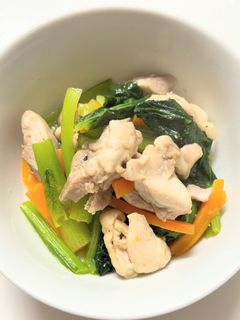 鶏モモ肉と小松菜と人参の炒めもの-レシピのメイン写真