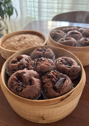 蒸篭で作ろう！チョコまみれ米粉蒸しケーキ-レシピのメイン写真