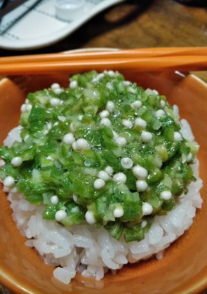 たたきオクラ酢醤油ご飯のせ-レシピのメイン写真