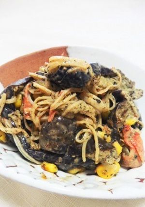 なすとコーンとカニカマの味噌マヨ和え-レシピのメイン写真