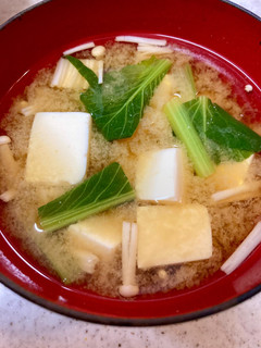 小松菜と豆腐とエノキのお味噌汁♪-レシピのメイン写真