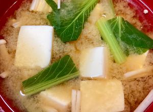 小松菜と豆腐とエノキのお味噌汁♪-レシピのメイン写真