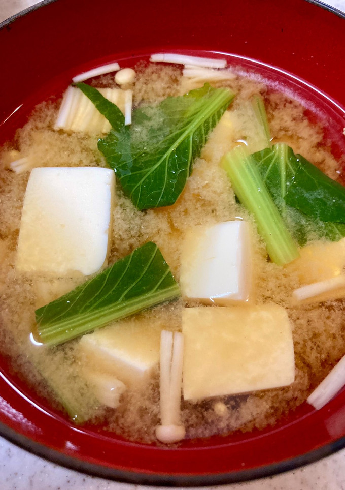 小松菜と豆腐とエノキのお味噌汁♪-レシピのメイン写真
