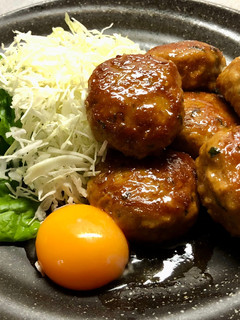 えのき入り照り焼きつくね(月見)-レシピのメイン写真