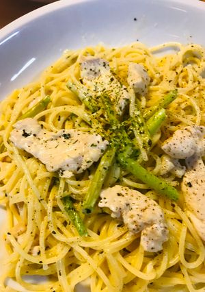 鶏肉とアスパラのクマヨネーズソースパスタ-レシピのメイン写真