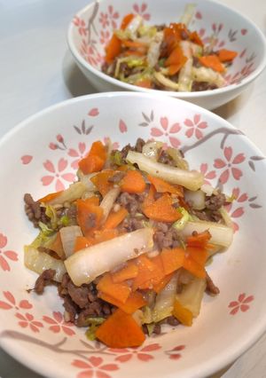 【減塩】白菜とにんじんのひき肉炒め-レシピのメイン写真
