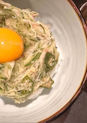 夏の長芋とオクラの卵かけごはん☘️-レシピのメイン写真