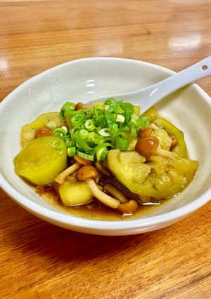 とろとろ❤︎茄子となめこのレンジ蒸し-レシピのメイン写真