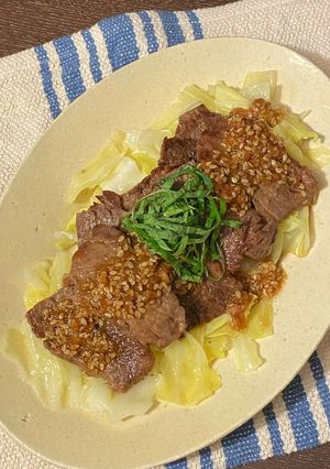牛肉とキャベツの梅ごまソーsu！-レシピのメイン写真