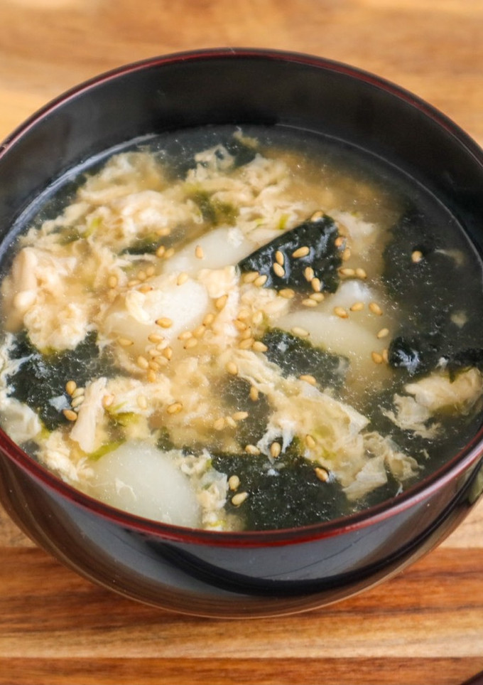 とろ～り♡お餅と海苔のたまごスープ-レシピのメイン写真