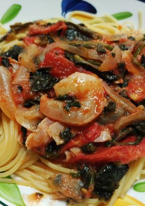 海老とほうれん草のトマトソースパスタ-レシピのメイン写真
