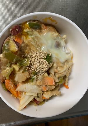お一人様野菜たっぷり梅すき焼き味親子丼-レシピのメイン写真