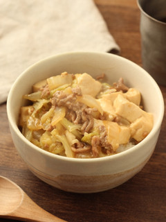 簡単節約【白菜と豆腐のひき肉あんかけ丼】-レシピのメイン写真
