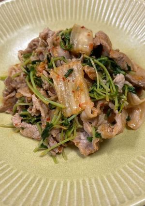 今夜の夕飯♪旨だし豚キムチ-レシピのメイン写真