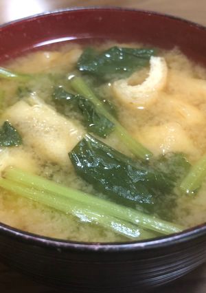 小松菜と油揚げの味噌汁-レシピのメイン写真