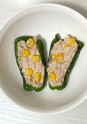 レンチンで！ピーマンのツナコーン詰め🌽-レシピのメイン写真