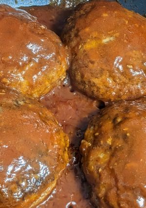 おぼろ豆腐でトマトソースの豆腐ハンバーグ-レシピのメイン写真