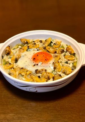 ほうれん草とあさりの巣篭もり-レシピのメイン写真